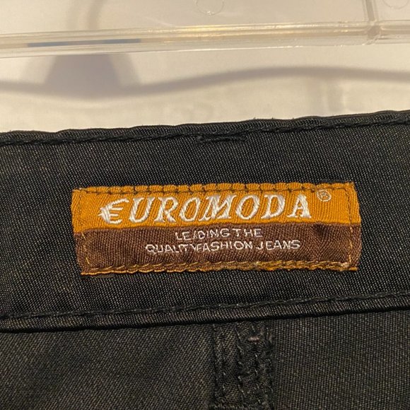Beautiful !  EUROMODA ~ Black Satin Stretchy 5 Pockets Jeans/Pants  ~ Size 32 - Picture 8 of 11